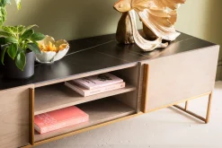 Clearance KARE Design Szafka RTV Cesaro 160x50 cm naturalna - blat ceramika - KARE