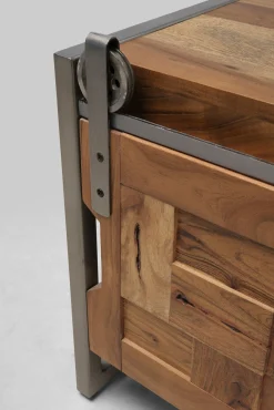 Sale KARE Design Szafka RTV drzwi przesuwne drewno akacjowe nogi stalowe 145x45 cm - KARE