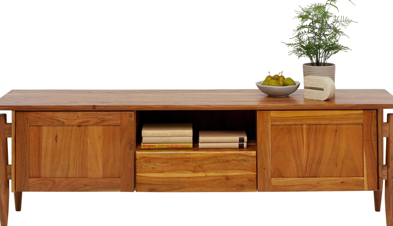 Hot KARE Design Szafka RTV 2-drzwiowa z szufladą i półką drewno akacjowe 175x55 cm - KARE