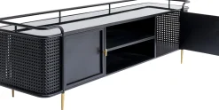 Sale KARE Design Szafka RTV stalowa czarna blat szklany 160x48 cm - KARE