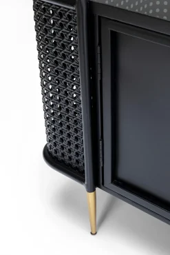 Sale KARE Design Szafka RTV stalowa czarna blat szklany 160x48 cm - KARE