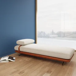 New KARE Design Szezlong - leżanka ekskluzywna skóra naturalna i len 187 cm - KARE