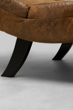 Fashion KARE Design Szezlong tapicerowany brązowy vintage nogi bukowe czarne 190 cm - KARE