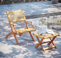 Fashion KARE Design Taboret - podnóżek ogrodowy składany Rio De Janeiro 45x44 cm drewno akacjowe - KARE