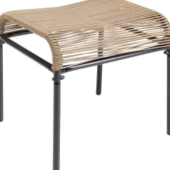 Sale KARE Design Taboret - podnóżek ogrodowy Acapulco 40x40 cm naturalny - nogi czarne - KARE