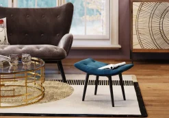 Online KARE Design Taboret - podnóżek Vicky 59x46 cm niebieskozielony - nogi czarne - KARE