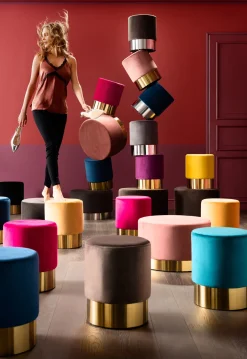 Sale KARE Design Taboret Cherry Ø35 cm czarny podstawa złota - KARE