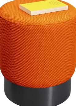 Fashion KARE Design Taboret okrągły tapicerowany pomarańczowy podstawa czarna Ø35x42 cm - KARE