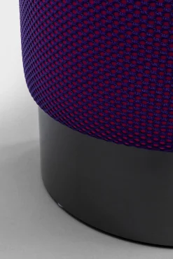 Clearance KARE Design Taboret okrągły tapicerowany fioletowy podstawa czarna Ø35x42 cm - KARE
