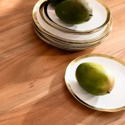 Sale KARE Design Talerz Bell ∅26 cm biało-złoty - KARE