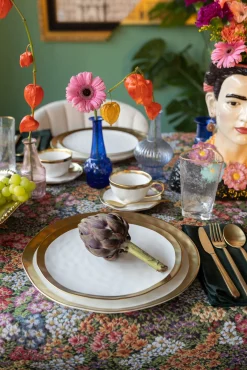 Sale KARE Design Talerz Bell ∅26 cm biało-złoty - KARE