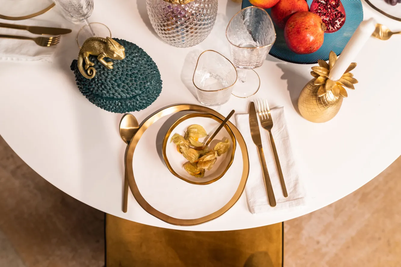 Hot KARE Design Talerz Bell ∅31 cm biało-złoty - KARE