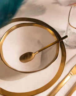 Hot KARE Design Talerz Bell ∅31 cm biało-złoty - KARE