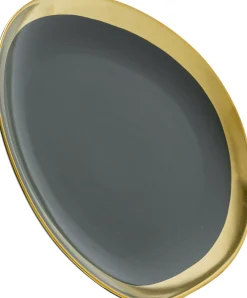 Online KARE Design Talerz deserowy Vibrations 20x20 cm grafitowo-złoty - KARE