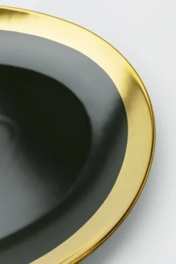 Clearance KARE Design Talerz do serwowania Vibrations 27 cm grafitowo-złoty - KARE