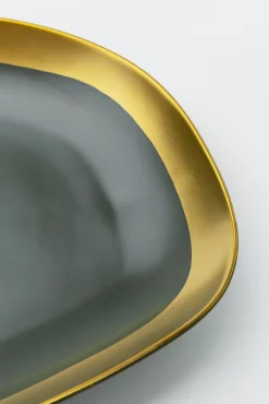 Clearance KARE Design Talerz do serwowania Vibrations 27 cm grafitowo-złoty - KARE
