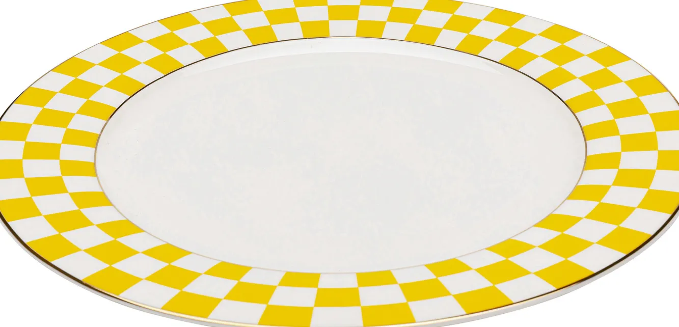 Fashion KARE Design Talerz Harlequin żółty Ø27cm - KARE