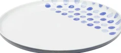 Clearance KARE Design Talerz obiadowy biały w niebieskie kropki Ø27 cm - KARE