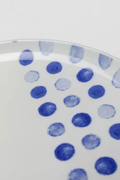 Clearance KARE Design Talerz obiadowy biały w niebieskie kropki Ø27 cm - KARE