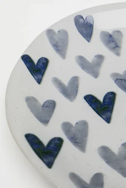 Discount KARE Design Talerz obiadowy motyw niebieskich serc Ø28 cm - KARE