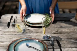 Fashion KARE Design Talerz Organic ∅26 cm biało-niebieski - KARE