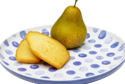 Hot KARE Design Talerz z kamionki biały w niebieskie kropki Ø22 cm - KARE