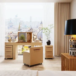 Clearance KARE Design Toaletka rozkładana z siedziskiem i kontenerkami tapicerowana 138x51 cm - KARE