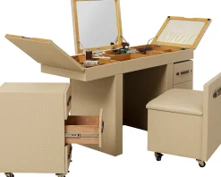 Clearance KARE Design Toaletka rozkładana z siedziskiem i kontenerkami tapicerowana 138x51 cm - KARE