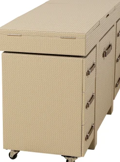 Clearance KARE Design Toaletka rozkładana z siedziskiem i kontenerkami tapicerowana 138x51 cm - KARE