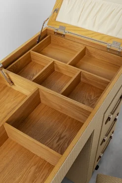 Clearance KARE Design Toaletka rozkładana z siedziskiem i kontenerkami tapicerowana 138x51 cm - KARE