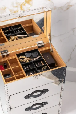 Hot KARE Design Toaletka z lustrem i szufladami glamour stal nierdzewna 65x100 cm - KARE