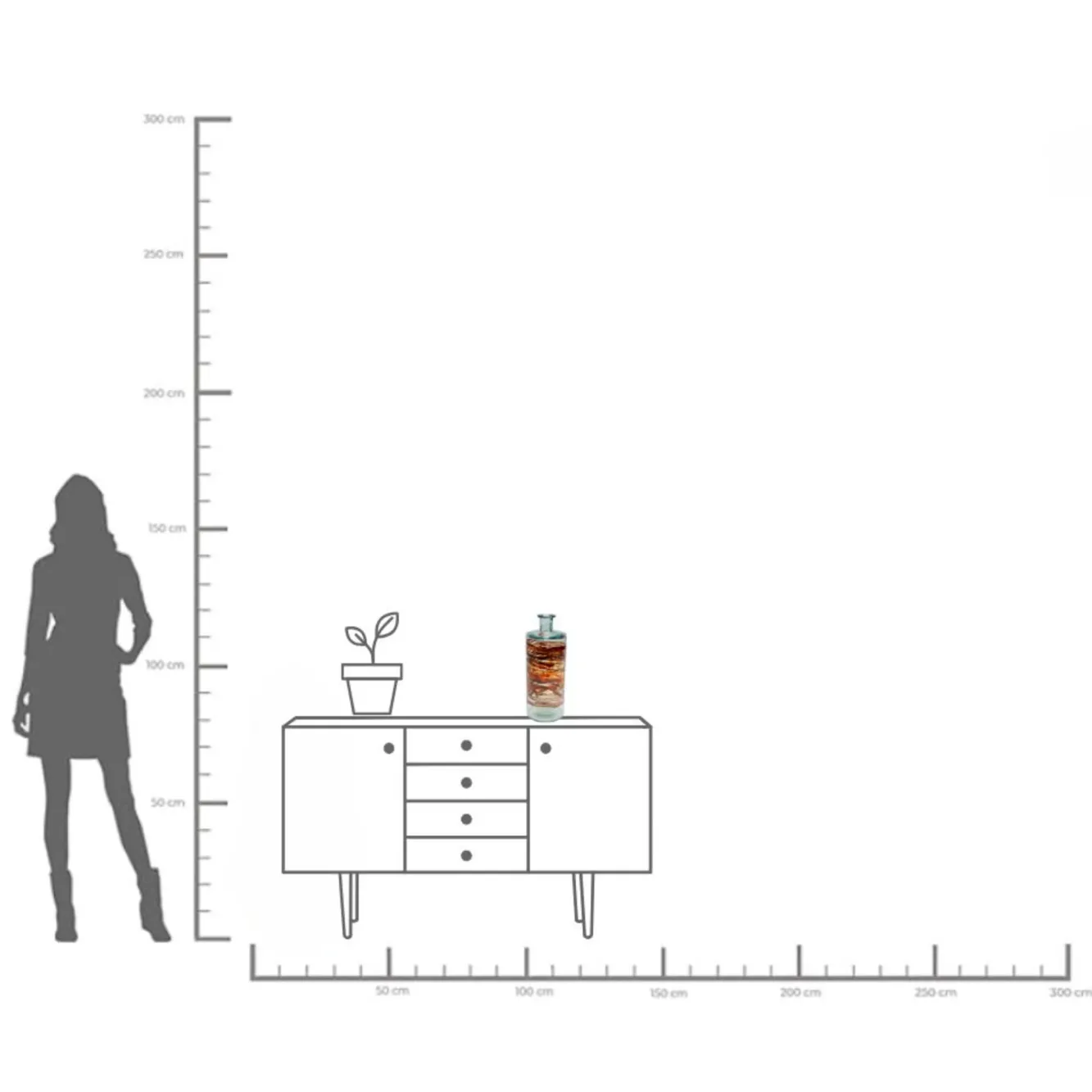 New KARE Design Wazon brązowo-transparentny szkło z recyklingu Ø15x40 cm burza piaskowa - KARE
