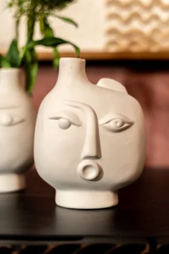 Hot KARE Design Wazon ceramiczny beżowy twarz abstrakcyjna 13x16 cm - KARE