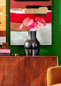 Fashion KARE Design Wazon czarny z motywem ludzkiego ciała 27x40 cm - KARE