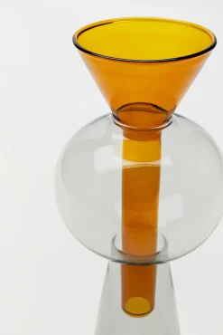 Online KARE Design Wazon 2-częściowy szklany nowoczesny pomarańczowy Ø9x26 cm - KARE