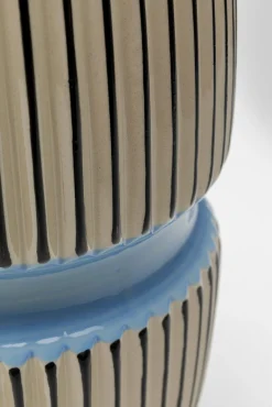 Best KARE Design Wazon do salonu w paski niebieski detal Ø15x31 cm porcelana - KARE