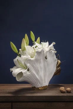 Discount KARE Design Wazon Gingo Elegance 45x32 cm biało-złoty - KARE