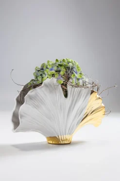 Discount KARE Design Wazon Gingo Elegance 45x32 cm biało-złoty - KARE