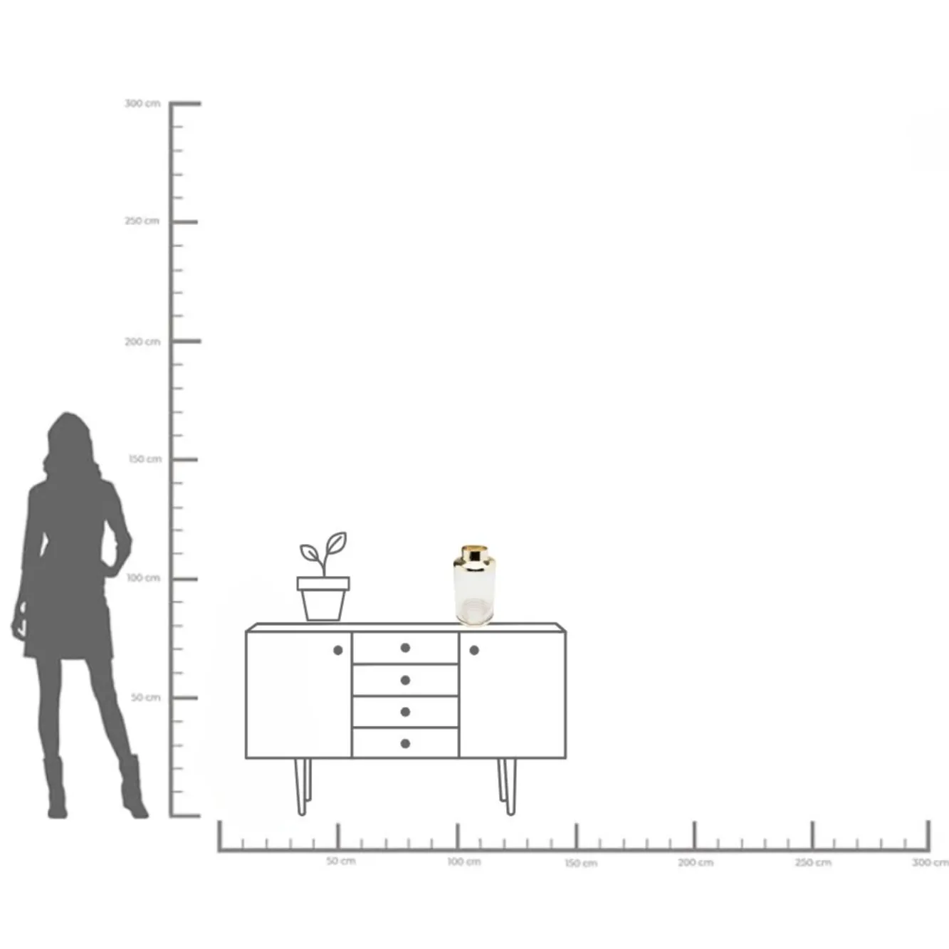 Online KARE Design Wazon LA Noble ∅15x30 cm transparentno-złoty - KARE