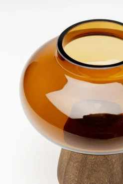 New KARE Design Wazon mały brązowy szkło i drewno paulownia Ø16x21 cm - KARE