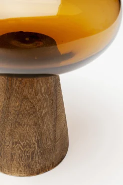 New KARE Design Wazon mały brązowy szkło i drewno paulownia Ø16x21 cm - KARE