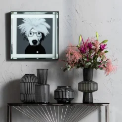 Fashion KARE Design Wazon Roulette ∅18x41 cm biało-czarny - KARE