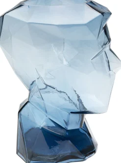 Online KARE Design Wazon szklany niebieski nowoczesny motyw twarzy 24x30 cm - KARE