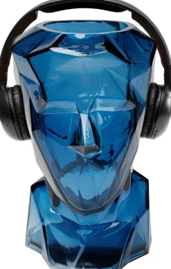 Online KARE Design Wazon szklany niebieski nowoczesny motyw twarzy 24x30 cm - KARE