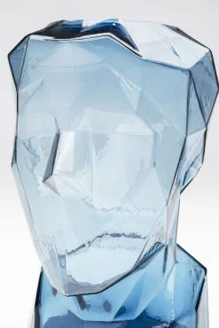 Online KARE Design Wazon szklany niebieski nowoczesny motyw twarzy 24x30 cm - KARE