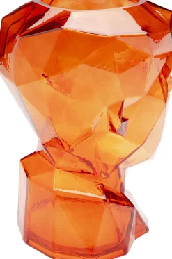 Discount KARE Design Wazon szklany pomarańczowy nowoczesny motyw twarzy 24x30 cm - KARE