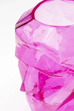 New KARE Design Wazon szklany różowy nowoczesny motyw twarzy 24x30 cm - KARE