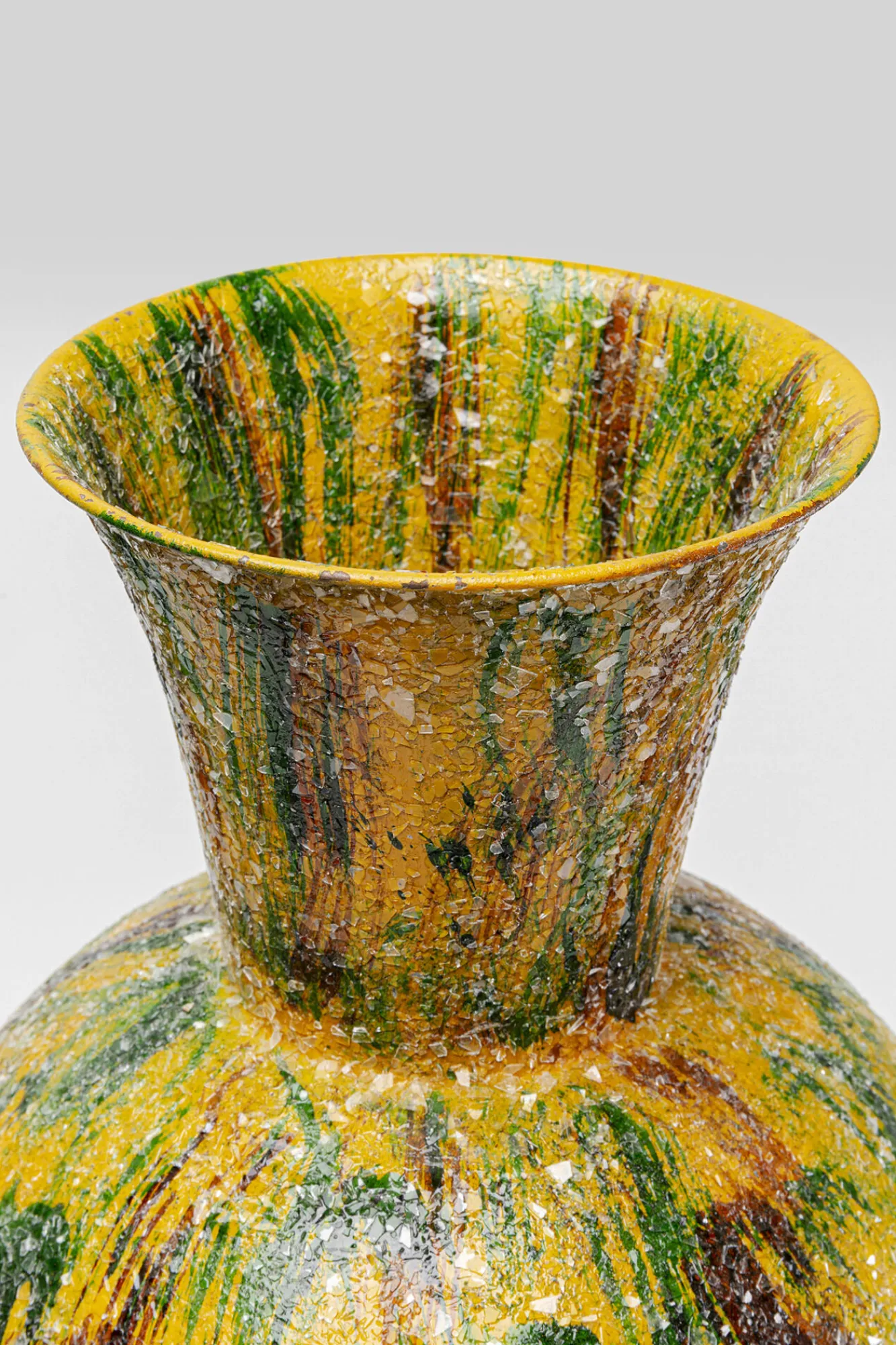 Online KARE Design Wazon żółty z kolorowymi wzorami stal i mozaika szklana Ø26x77 cm - KARE