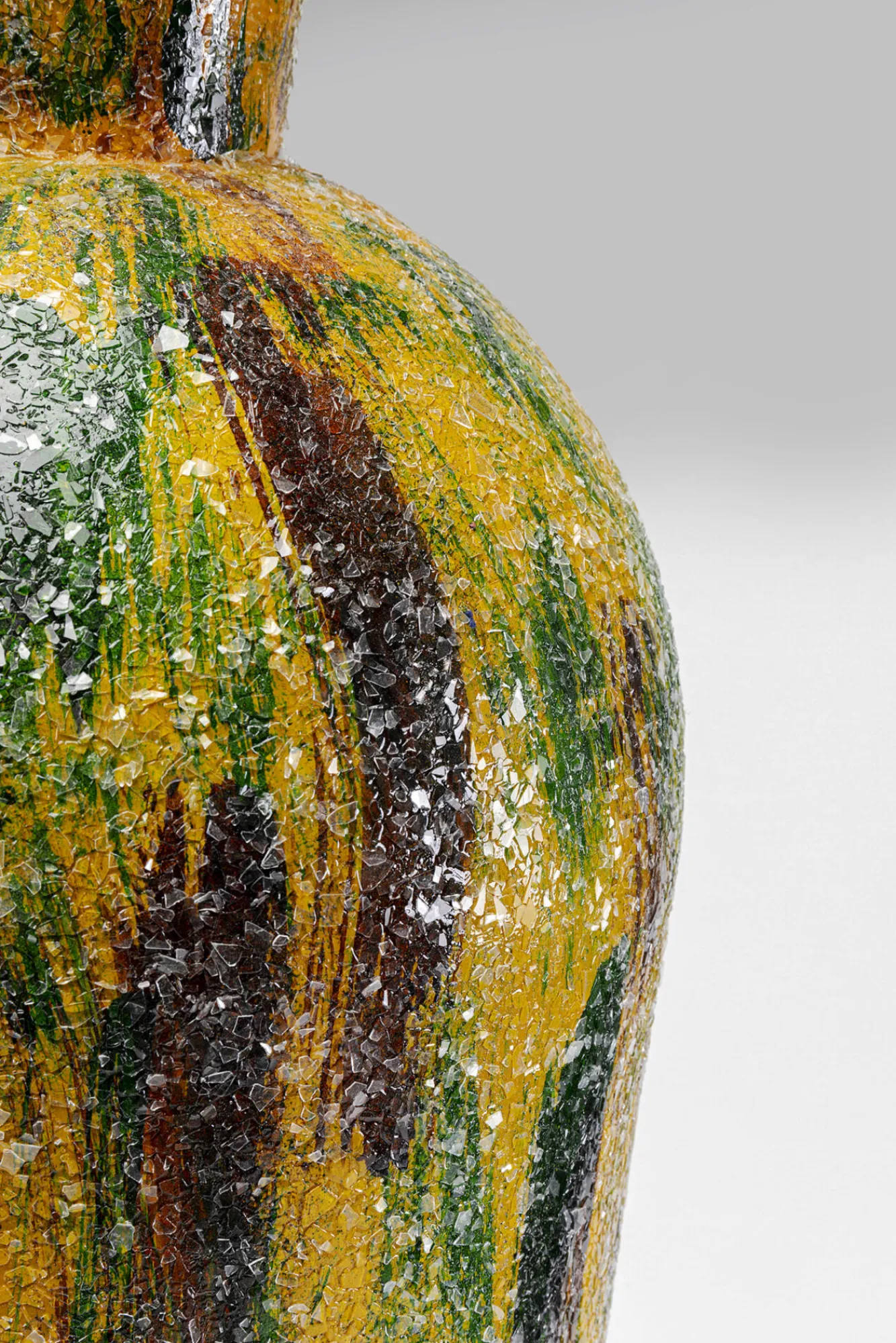 Online KARE Design Wazon żółty z kolorowymi wzorami stal i mozaika szklana Ø26x77 cm - KARE