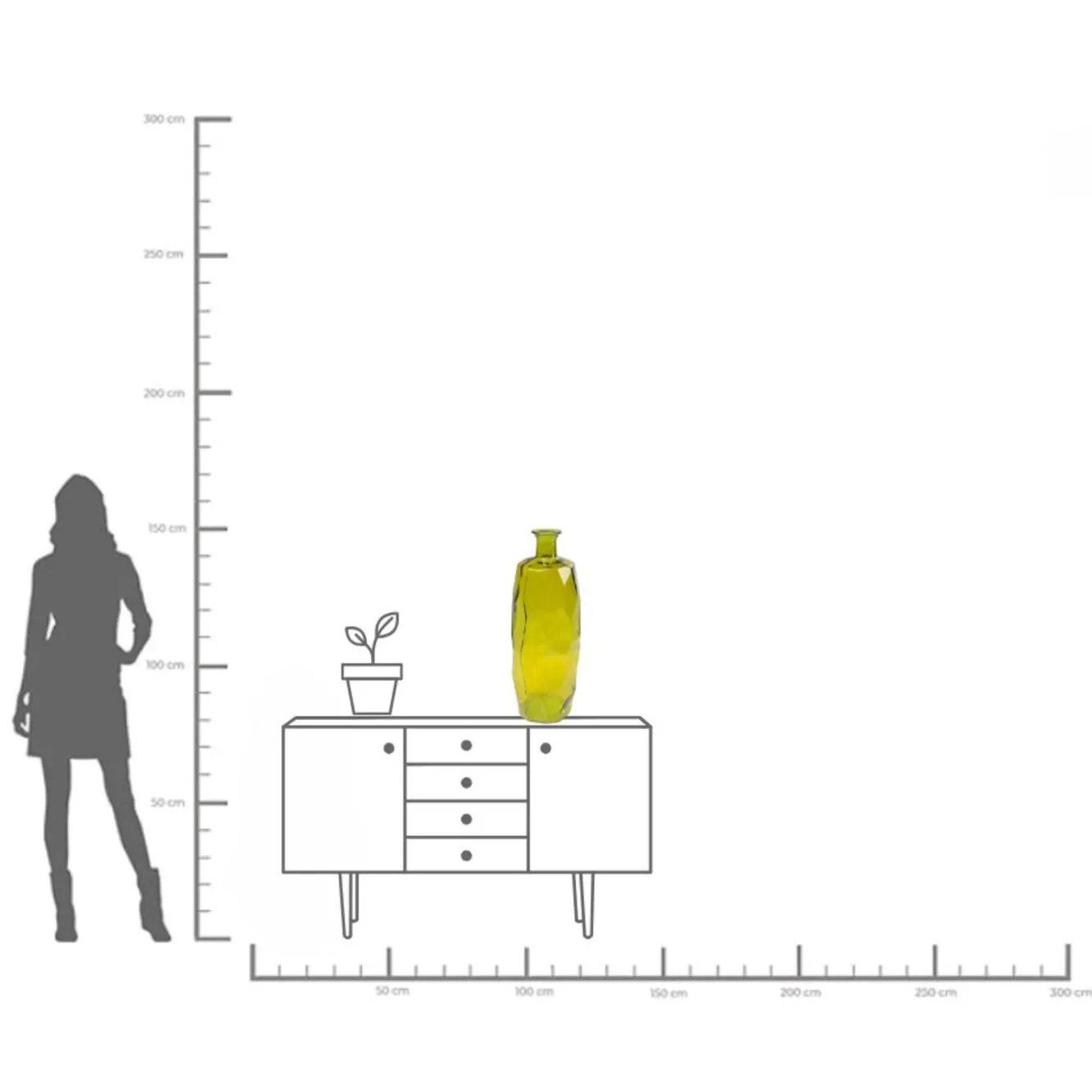 Fashion KARE Design Wazon wysoki ze szkła z recyklingu zielony 27x75 cm - KARE